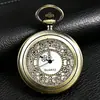 En stock, reloj de bolsillo vintage de cuarzo con tapa, venta al por mayor, reloj de bolsillo de cuarzo tallado hueco, material de aleación, collar, reloj colgante, Generación