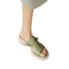 Sandalias de punta abierta de estilo chino para mujer, sandalias de plataforma ligeras y cómodas de cuero suave de seda de verano 2024