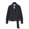 Artículo Caliente de Venta Rápida Transfronterizo Tongbao Nuevo Set de Dos Piezas Primavera Estilo Commute Top de Encaje Rayado con Cordones y Falda
