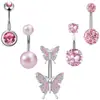 Conjunto de 5 peças de piercing de umbigo de borboleta Moda personalidade europeia e americana Unha de umbigo Joias de piercing corporal transfronteiriças Atacado em estoque