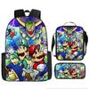 Mochila de Mario Mochila de Mario Dibujos Animados Anime Estudiante Bolsa Escolar Mochila de la Princesa Peach Set de Tres Piezas de Poliéster