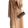 Abrigo de lana de doble cara para mujer, primavera y otoño, estilo coreano, corte holgado, longitud media, talla grande
