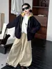 Nueva chaqueta con capucha de otoño para niñas, estilo coreano, con bloques de color, holgada y estiliza la figura, con pantalones de capullos florales, adecuada para salir