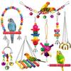 Juego de Juguetes para Pájaros Loro Suministros Populares para Pájaros Masticar y Tirar para Aliviar el Aburrimiento Escalera de Juguete para Pájaros Columpio Juguete para Loro