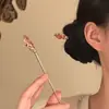 "Pétalos Cayendo Rosa Polvo" Pasador Dorado, Nuevo Peinado Estilo Chino, Exquisito Pasador Estilo Antiguo para Peinados Recogidos, Accesorios para el Cabello para Mujeres, Pinza para el Cabello Hanfu