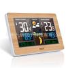 Reloj de clima multifunción 3378 veta de madera de bambú medidor de temperatura y humedad pantalla LED reloj despertador reloj de carga USB calendario fase lunar