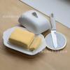 Venta Caliente Transfronteriza Cerámica Plato para Mantequilla de Mango Largo con Tapa Caja para Mantequilla Vajilla de Restaurante Queso Plato para Queso Plato para Mantequilla Soporte de Bambú