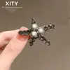 Pinza para el Cabello de Lujo Ligero con Estrella de Cinco Puntas y Pedrería Versátil para la Parte Trasera de la Cabeza Flequillos Pinza Lateral para Niñas Recoger Cabellos Sueltos Pinza de Presión Pinza de Pato