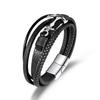 Nueva pulsera tejida a mano de moda, pulsera magnética personalizada con ancla de barco, pulsera de cuero de aleación multicapa para hombre