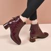 Botas cortas de charol brillante con tacón alto para mujer, estilo francés, botas de mujer con tacón grueso, botas individuales de tacón medio, botas Martin de este año