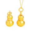 Loja de Ouro Puzuo Mesmo Estilo Ouro de Areia Antigo Pingente de Coração de Diamante Formato de Cabaça Nova Cadeia de Clavícula Colar Ruyi Fulu Estilo Chinês