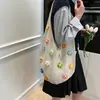 Bolso Tote de un Solo Hombro Estilo Coreano, Estilo Perezoso, Sencillo, Moderno, de Moda, Elegante, Bolso de un Solo Hombro Personalizado, Bolso de Flores Tejido