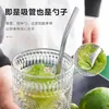 Cuchara de Acero Inoxidable Larga para Té de Burbujas, Doble Propósito para Revolver y Filtrar, Cuchara para Revolver Café de Grado Alimenticio para el Hogar