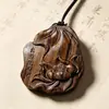 Colgante de Madera de Aloes "Sin Preocupaciones", Talla de Loto, Artesanía de Madera, Hecho de Barro sin Manchar, Colgante de Madera de Aloes de Imitación "Sin Preocupaciones"