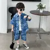 Conjunto de Verano Nacional para Niños de Manga Corta 2026 Nuevo Conjunto de Dos Piezas Delgado de Mezclilla para Niños Ropa Infantil de Comercio Exterior para Bebés