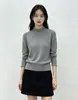 Suéter Andy de veludo espesso em duas peças com bordas franzidas, gola semimang alta, base de tricô, blusa interna de manga longa para mulheres, outono e inverno