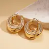 Pendientes Redondos en Forma de U Plegados con Brillo Metálico Simple Europeos y Americanos Moda Elegante Transfronteriza Pendientes de Gama Alta para Viajeros