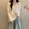 Camiseta de Capa Base de Manga Larga para Mujer, Adecuada para Primavera, Otoño e Invierno, Nuevo Estilo, Corte Holgado, Adelgazante, Talla Grande, Top de Longitud Media para Mujer