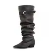 Botas de Tacón Grueso con Punta Aguda y Plisados Chuyuji 2026 Primavera Nuevo Diseño de Nicho Estilo Coreano Botas Altas para Mujer