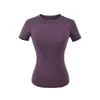 Top Lulu Yoga Fitness Redondo Pequeño de Manga Corta Estilo Nuevo Primavera y Verano Alta Elasticidad Ajustado Camiseta de Canalé