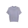Roupas femininas transfronteiriças no atacado: top de tricô novo, estiloso e versátil, com gola alta discreta, manga curta e corte justo