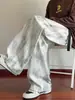 Pantalones casuales para hombre, estilo hip-hop americano, con un diseño de cinturón moderno, corte recto, adecuados para primavera y otoño, con una caída fluida, y disponibles en tallas grandes, con un estampado tie-dye.