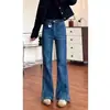 Jeans reto de verão plus size para mulheres, calça pantalona de cintura alta emagrecedora para primavera para meninas plus size com corpo em formato de pera