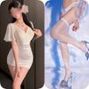 Lencería Sexy, Falda Sexy Transparente para Cadera, Uniforme Estilo Antiguo Qqny Estilo Pura Pasión Ajustado Tentación Coqueteo Conjunto de Pijama