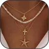 Collar de Joyería de Moda Transfronteriza Europea y Americana con Colgante de Estrella de Mar y Concha, Collar de Cadena en Capas Personalizado, Regalo para Viajes y Vacaciones