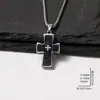 Collar Colgante Doble Cruz para Hombre Tendencia Acero de Titanio Diseño de Nicho Estilo Hip-Hop Simple Versátil Cadena para Suéter Accesorios para Mujer