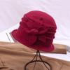 Sombrero de Madre de Ala Ancha a Prueba de Frío para Otoño e Invierno, Versátil y Cálido, Decoración de Girasol de Flor de Cuatro Hojas para Personas de Mediana Edad y Mayores