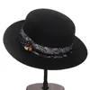 Sombrero de Lana de Ala Plana Estilo Hepburn con Estampado Paisley Francés para Hombres y Mujeres, Sombrero Retro Jazz de Socialité Británica para Otoño e Invierno