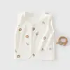 Colete de Camada Dupla, Peça de Roupa Leve Estilo Primavera, Jaqueta 100% Algodão para Meninos e Meninas, Cardigã Infantil, Colete de Bebê