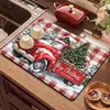 Alfombrilla Drenante de Barro de Diatomeas Navideña Cocina Comedor Absorbente de Agua Antideslizante Salvamanteles Baño Fácil de Limpiar Alfombrilla de Mesa Lavable