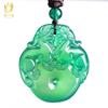 Colgante con hebilla de doble paz valiente de calcedonia verde de especie de hielo para hombre y mujer, con transferencia de ágata verde, colgante de jade Ábaco Picchu