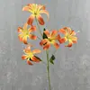 5 Cabezas de Azucenas Doradas para Arreglos Florales de Boda, Flores Artificiales para Decoración del Hogar, Piezas de Decoración de Alta Gama para Salas de Transmisión en Vivo, Flores Artificiales