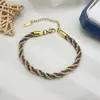 Pulsera Trenzada de Acero de Titanio Transfronteriza Acero Inoxidable Electrochapado Oro 18K Joyería de Alto Nivel Estilo Ins para Mujer de Verano Sin Decoloración