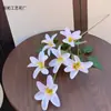 6 Cabeças de Flores de Lírio Artificiais de Contagem Elevada para Salão de Casamento, Decoração de Corredor, Sala de Estar Doméstica Decoração Suave e Adereços de Fotografia