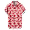 Camisa Informal de Manga Corta Suelta y Moderna para Hombre con Estampado de Corazón Estilo Nuevo Transfronterizo para el Día de San Valentín Sin Bolsillos