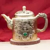 Tetera de Latón, Olla de Vino de Cobre Puro Dragón y Fénix, Juego de Té Kung Fu Estilo Vintage, Decoración de Escritorio para el Hogar, Artesanías, En Stock