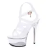 193 34-43 estilo Europeu e Americano sexy comércio exterior saltos altos 15CM salto agulha sandálias plataforma sapatos de cristal transparente casamento