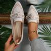 Comércio exterior Novos sapatos baixos pontiagudos plus size Flying Woven para mulheres, leggings respiráveis com laço transfronteiriço, sapatos de trabalho preguiçosos