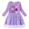 Vestido de Princesa de Malla con Lentejuelas Arcoíris para Niñas, Manga Corta de Verano, Manga Larga de Primavera y Otoño, Estilo Kpop Cazador de Demonios