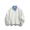Bei Jie Roupa Masculina 2026 Outono Novo Camisa Listrada Gola Patchwork Falso Duas Peças Moletom Masculino Tendência Pulôver Top