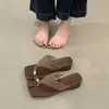Chinelos de Salto Anabela com Solado Macio Estilo Francês, Sandálias Romanas Bonitas para Mulheres, Modernas e Elegantes para Usar no Verão