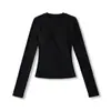 Camiseta Interior de Cuello Redondo y Manga Larga con Copas para Mujer 2025 Nueva Ropa de Abrigo Otoño e Invierno Look Adelgazante Camiseta Interior