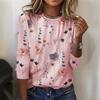 Popular camiseta de manga larga 3D para comercio exterior europeo y americano 2024, mujer, color liso, figura de flor, ropa para mujer de comercio exterior europeo y americano, un pelo lacio