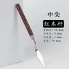 Raspador de Pintura a Óleo Transfronteiriço Cabo Redondo Vermelho Aço Inoxidável Madeira Conjunto de 5 Peças Espátula Faca de Textura Faca para Pintura Raspador Acrílico