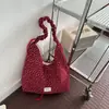 Bolso de hombro de punto texturizado con cordón, bolso cruzado casual y versátil para el día a día, bolso tote floral de gran capacidad para mujer