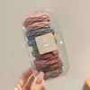 Cuerda para coleta de pelo negra de alta gama, Goma para el pelo tipo intestino grueso duradera, Diadema, Goma para el pelo, Accesorios para el pelo, Estuche de cuero al por mayor